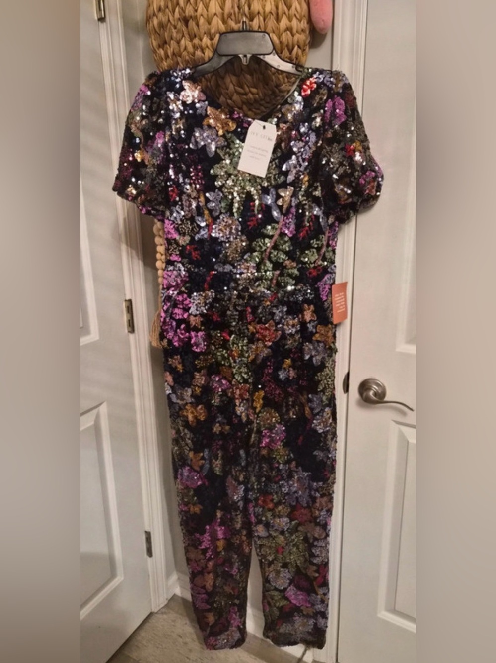 Ivy City Co Multicolor Sequin Floral Showstopper Jumpsuit